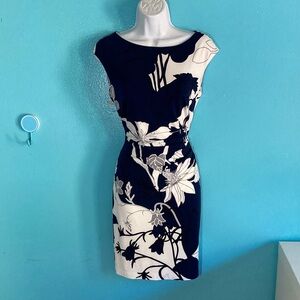 Ralph Lauren Womens Size 6 Pullover Blue Floral Jersey Sheath Dress